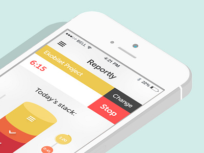 Reportly - Time Tracking App design flat ios mobile time tracking ux