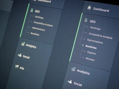 Navigation UI cms dashboard design agency icons management system mike busby nav ui navigation toronto user interface web app