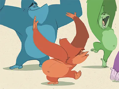 Gorillas character design drawing illustration