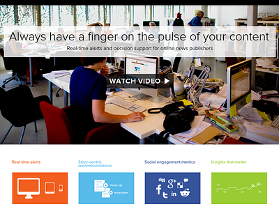 Newscurve Homepage graphs icons website