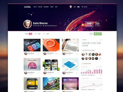 Dribbble Profile Redesign (RP inside) dribbble graph header profile redesign stats user web web design