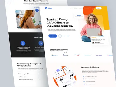E-learning Landing Page branding coourses course design e learn education graphic design online class ui uidex web3 website