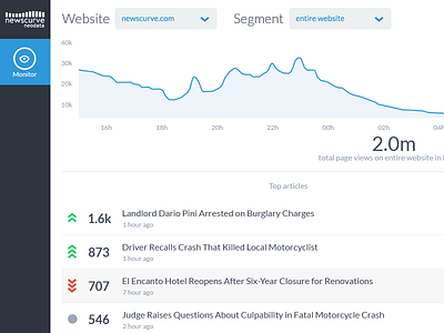 Newscurve Monitor analytic data visualization graph icons lists