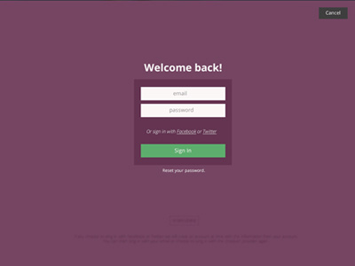 Sign In form log in sign in