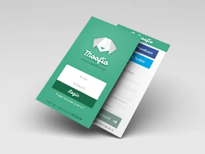 Login & Sign up dog login logo moofio network origami pet sign up social