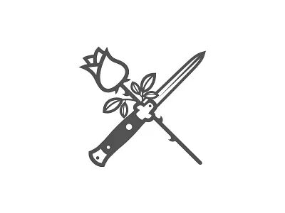 Picto "Parrain de la Ville" black dune dunedzn icon illustrator ink knife line rose thorn