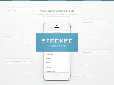 Stocked Coming Soon app clean flat iphone landing mobile stocked ui