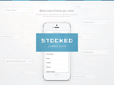 Stocked Coming Soon app clean flat iphone landing mobile stocked ui