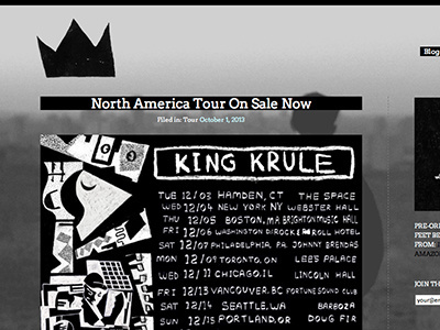 King Krule Website king krule ui web design