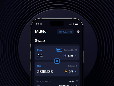 Mute: Swap Mobile amm app bond bonds crypto dark mode decentralized dex ethereum farming figma liquidity mobile mute swap ui user user interface ux zksync