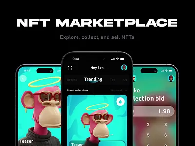 NFT Marketplace Mobile App app design bored ape crypto cryptocurrency figma illustration marketplace mobile app nft prototype ui design web3