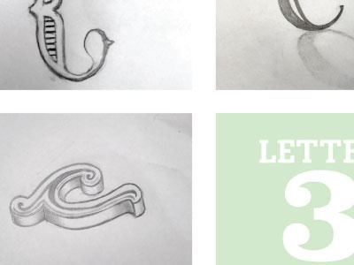 The letter C done fun hand lettering letters logotype pencil sketch type typography