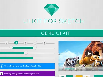 Gems UI Kit clean flat gems kit ui ux