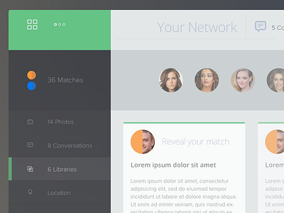 Match batch dating design flat form match messages profile ui web widget