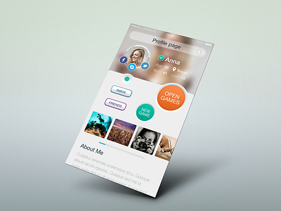 Profile page application facebook game ico icons ios7 iphone menu scrabble skype ui ux