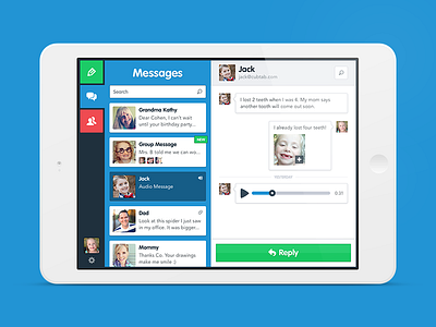 Cubtab Message List app children cubtab email ios ipad kids messages mini mobile tablet tabs