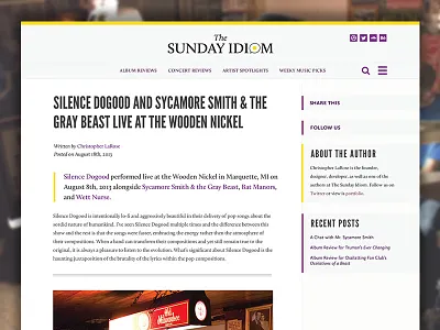 Internal Page: Concert Review css3 detroit graphic design html5 jquery michigan music blog responsive web web design website wordpress