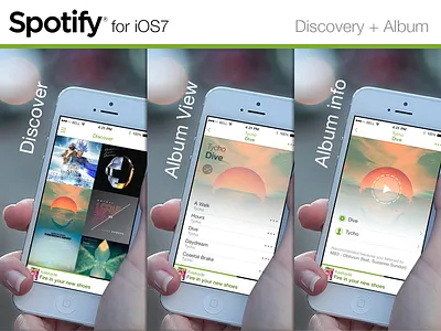 Spotify iOS7 - Discover @2x app audio discovery flat green ios ios7 music redesign spotify vector white