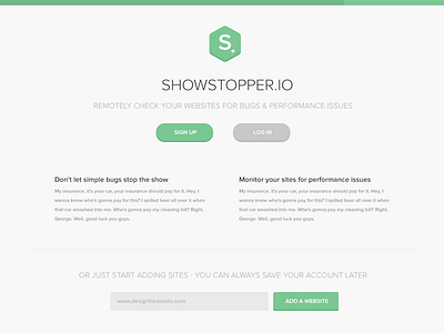 Showstopper.io clean design flat webapp website