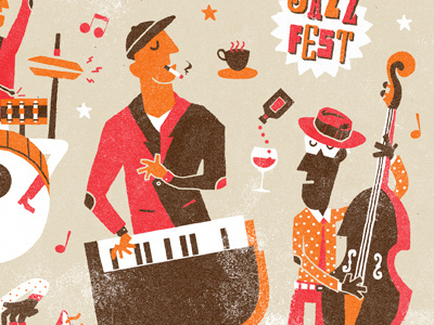 Jazz Fest Cover for Akron Beacon Journal akron cleveland fest illustration instruments jazz music musicians ohio piano texture