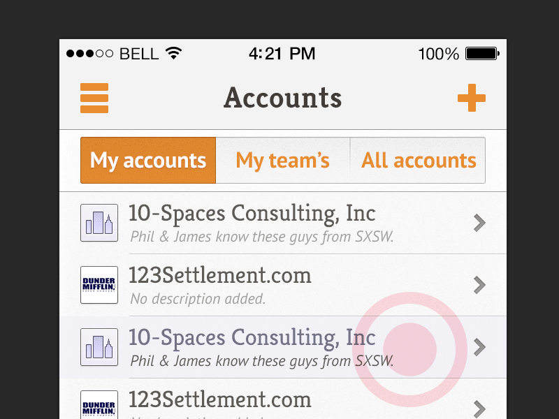 Nutshell iOS 7 Index list design by Karsten Rowe on Dribbble
