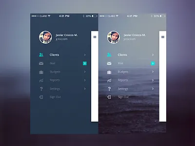Sperant mobile sidebar concepts crm lima menu mobile mobile menu peru sidebar sidemenu sperant app ui