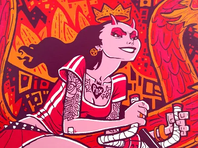 Ride Like Hell artcrank bike devil girl poster print screenprint
