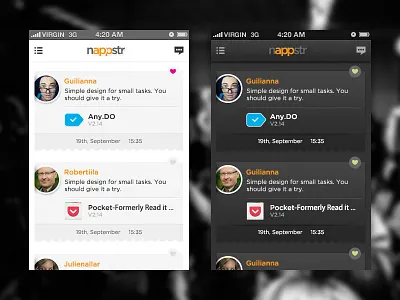 Nappstr app black design mobile nappstr white