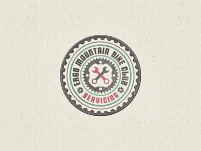 MTB Servicing Badge ... badge grungy lettering sticker type typeface typo typography vector graphic