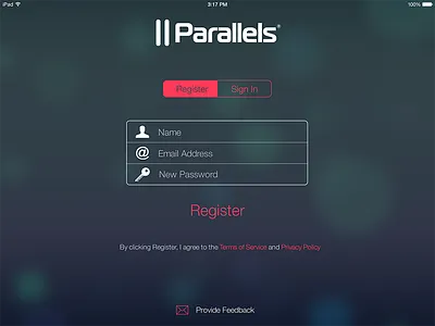 Pax Signup 800x600 access app blue bubbles ios ipad mobile parallels pink teal ui