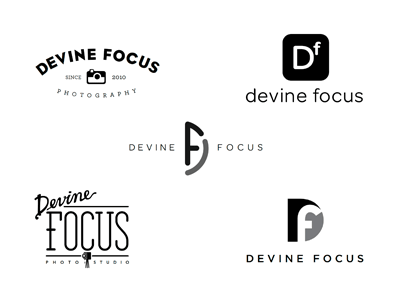 Devine Focus Logo fun hand done icon letter lettering logo logotype mark seal