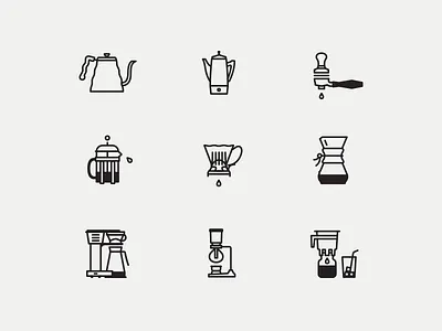 TONX chemex coffee espresso french press icon kettle set siphon