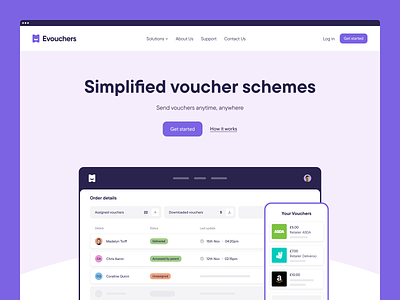 Evouchers - Home Page branding design design system home page landing page product visuals ui web web design