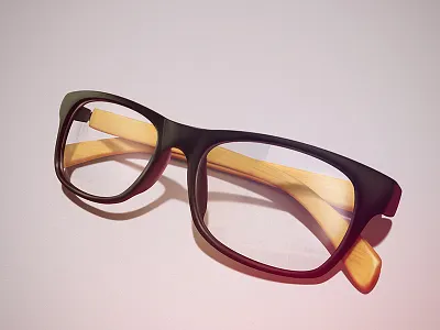 Fluorescent Antibody 3d buatoom bulb glasses lens light painting reflect texture wood