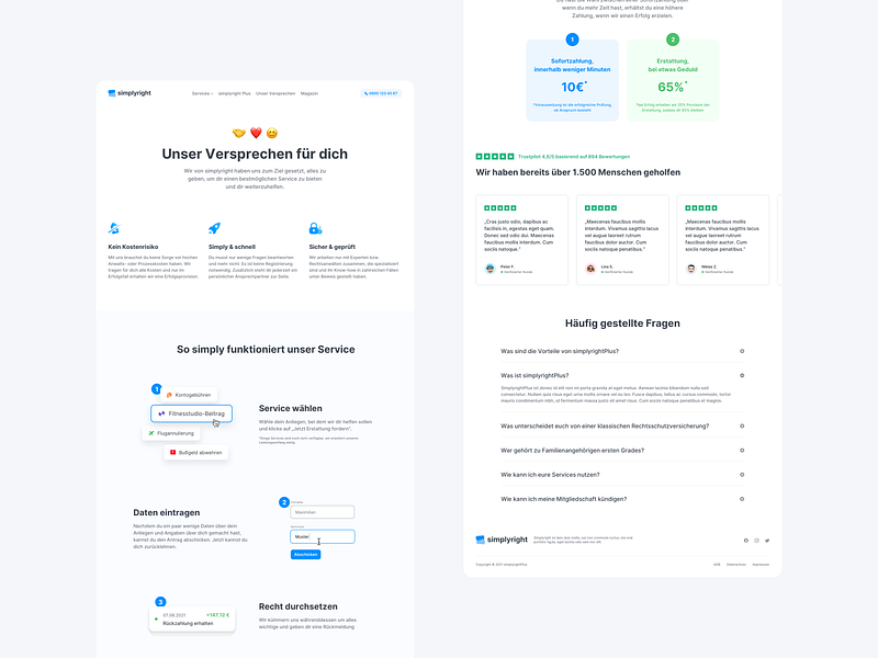 🤝 Landingpage for legal tech company simplyright blue clean ui illustrations insurance landingpage legal tech legaltech