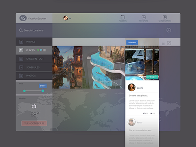 Vacation Spotter dashboard flat ios7 ipad reviews share transparent travel ui vacation