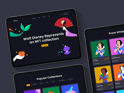 Disney NFT platform design clean minimal platform design product design ui uiux ux web app web app design web application web design