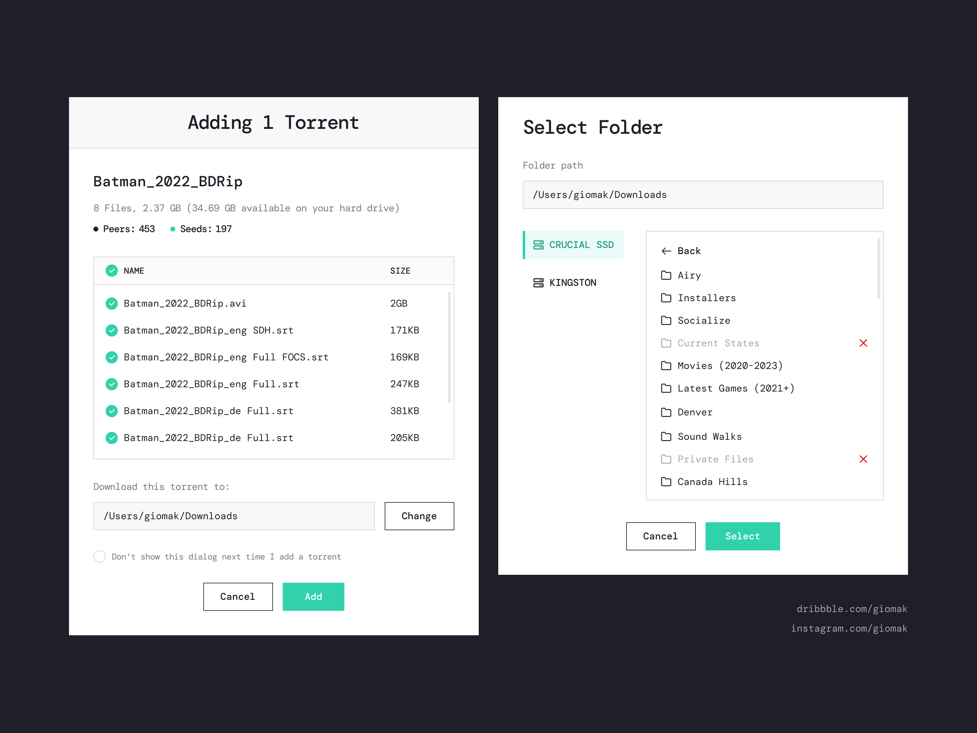 Torrent Desktop Application - File System Design! appdesign dailyui dailyuichallenge desktop app design download figma file system design filesystem giomak peers seed torrent app ui uidesign user experience user interface ux uxdesign webdesign