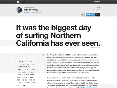 Original Medium.com Concept big type blog editorial interface medium surfing texture typography website