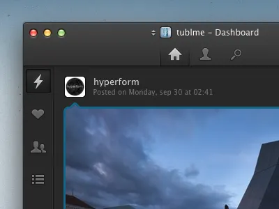 Tublme Main Window app dark interface mac tumblr