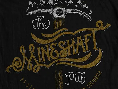 The Mineshaft Pub dip pen handlettering logo design pen and ink screenprint tee design typography
