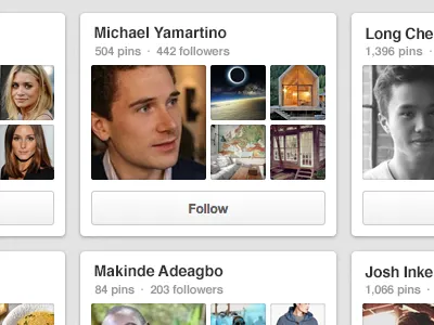 Housecleaning! New people reps on web. people pinterest user rep yammy