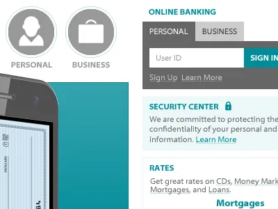 Monochrome Layout for a Regional Bank ui web