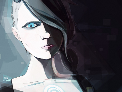 Angel blue borderlands character digital illustration paint