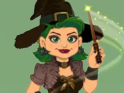 Steampunk Witch character game magic steampunk witch
