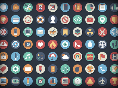 Free Circle Icons-180count business circle flat free freebie icons set vectored