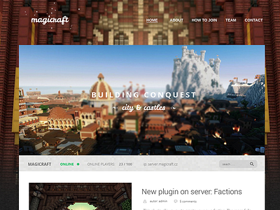 Magicraft - wordpress theme blur background bold clean craft magicraft minecraft online status slideshow template theme wip wordpress