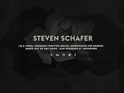 New Portfolio - FEEDBACK NEEDED! dark flat interactive minimal portfolio san diego scroll single page steven schafer
