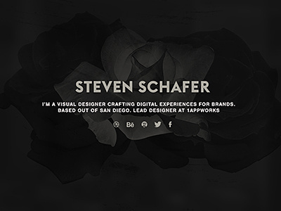New Portfolio - FEEDBACK NEEDED! dark flat interactive minimal portfolio san diego scroll single page steven schafer