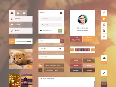 Web Ui Kit 2 clours flat ui ui kit ux
